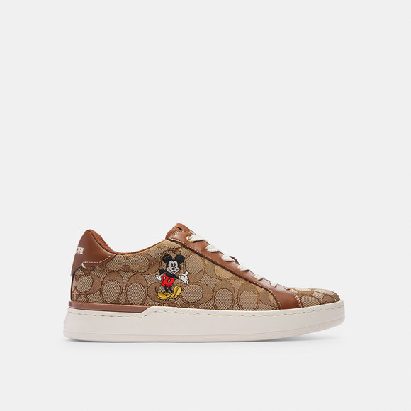 NWT Coach Outlet Disney X Coach Clip Low Top Sneaker Sig Jacquard Mickey Mouse - Picture 2 of 6